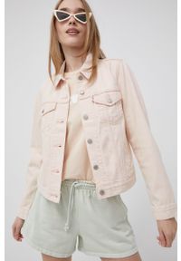 Levi's® - Levi's kurtka jeansowa damska kolor różowy przejściowa. Okazja: na spotkanie biznesowe, na co dzień. Kolor: różowy. Materiał: jeans. Styl: biznesowy, casual #5