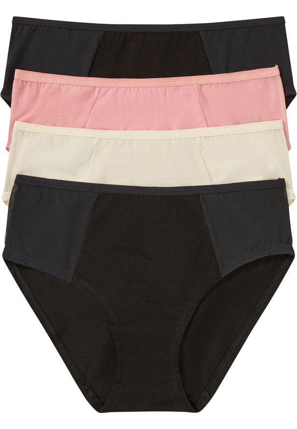 bonprix - Figi z wysokim stanem z bawełny organicznej (4 pary). Stan: podwyższony. Kolor: czarny. Materiał: bawełna