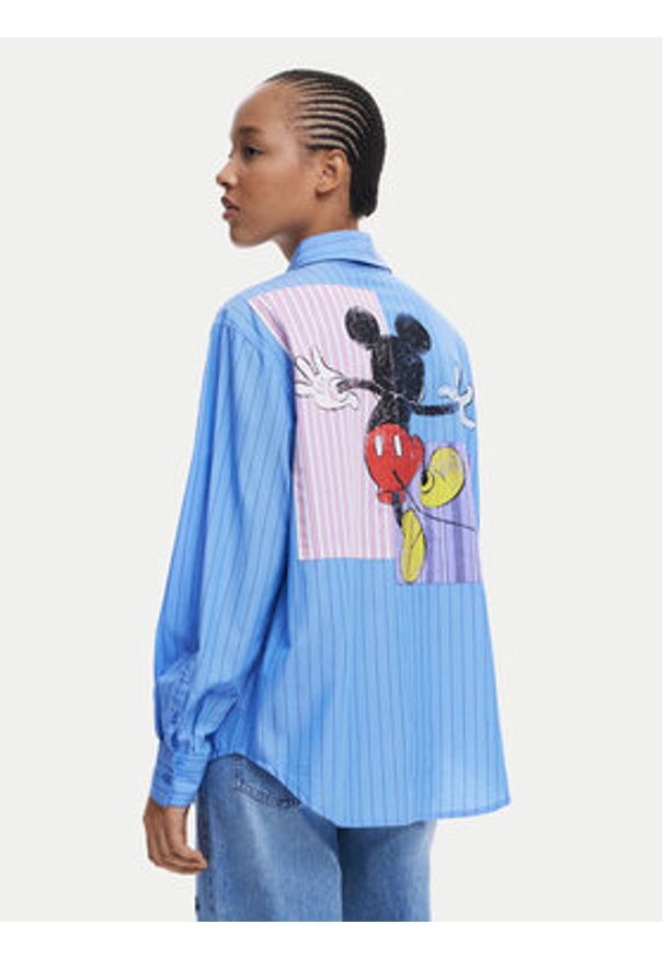 Desigual Koszula Mickey 25WWCW19 Niebieski Oversize. Kolor: niebieski. Materiał: bawełna