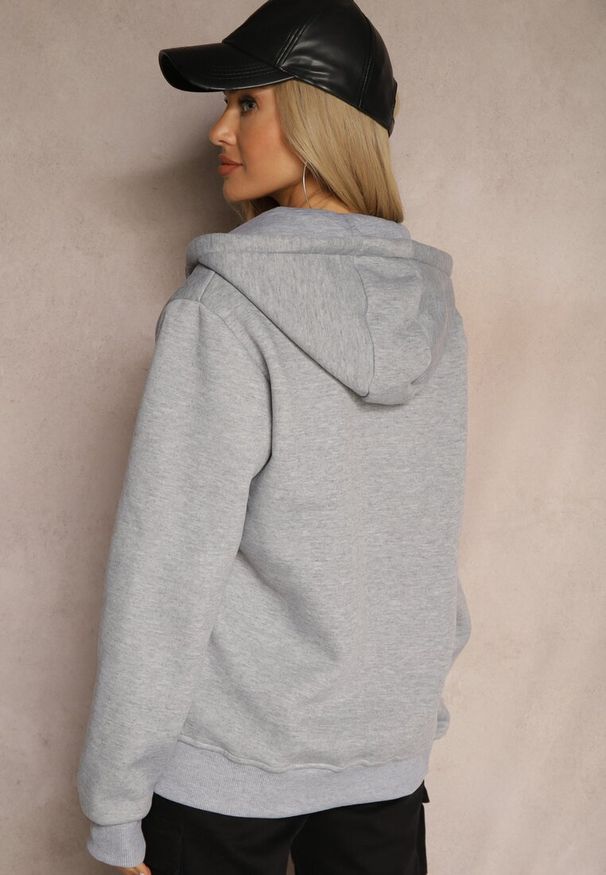 Renee - Szara Rozpinana Bluza z Dodatkiem Bawełny z Kapturem i Polarem Tadela. Okazja: na co dzień. Typ kołnierza: kaptur. Kolor: szary. Materiał: polar, bawełna. Styl: elegancki, casual