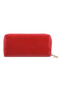 Wittchen - Damski portfel ze skóry z herbem na zamek czerwony. Kolor: czerwony. Materiał: skóra. Wzór: aplikacja