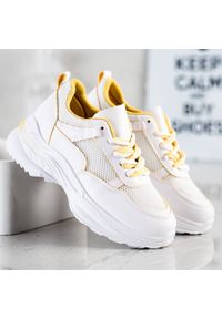 SHELOVET Wygodne Białe Sneakersy żółte. Kolor: biały, wielokolorowy, żółty #2