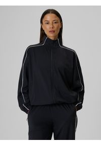 4f - 4F Bluza dresowa loose bez kaptura damska - czarna XS. Typ kołnierza: bez kaptura. Kolor: czarny. Materiał: dresówka. Styl: sportowy #1