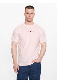 Tommy Jeans T-Shirt DM0DM16825 Różowy Regular Fit. Kolor: różowy. Materiał: bawełna