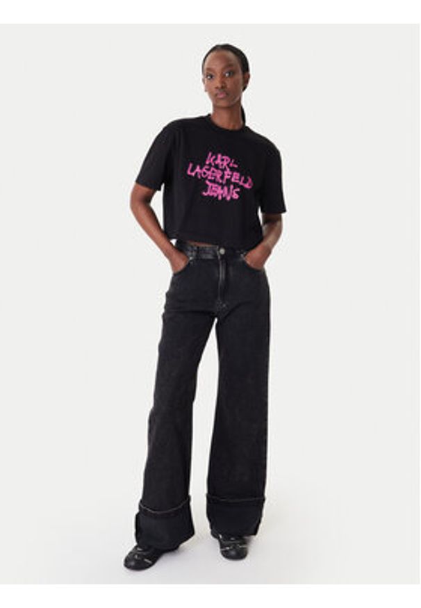 Karl Lagerfeld Jeans T-Shirt B1W17054 Czarny Relaxed Fit. Kolor: czarny. Materiał: bawełna