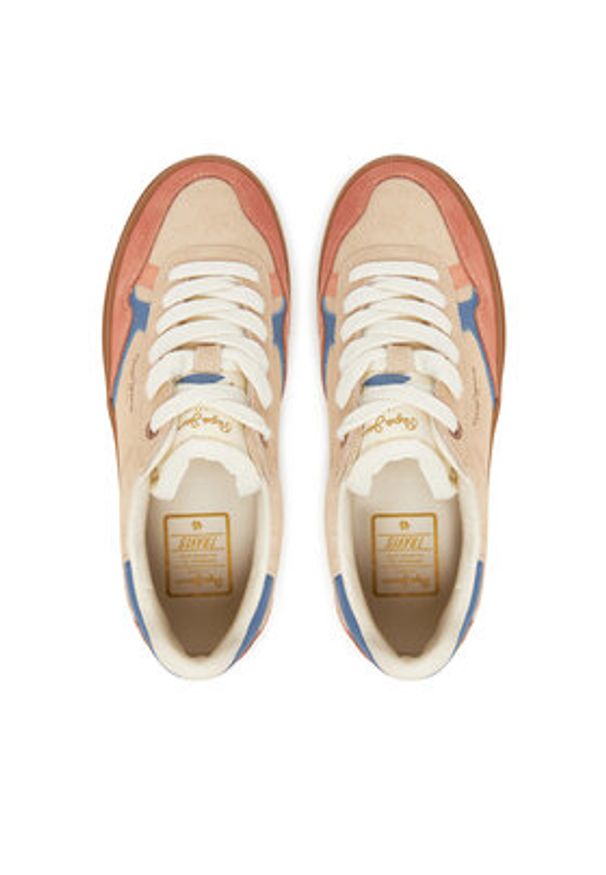 Pepe Jeans Sneakersy Travis City W PLS31592 Beżowy. Kolor: beżowy. Materiał: skóra, zamsz