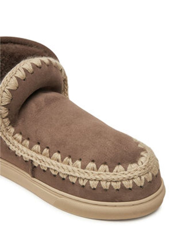 Mou Śniegowce Eskimo Sneaker Big Metal Logo FW111008A Brązowy. Kolor: brązowy. Materiał: skóra