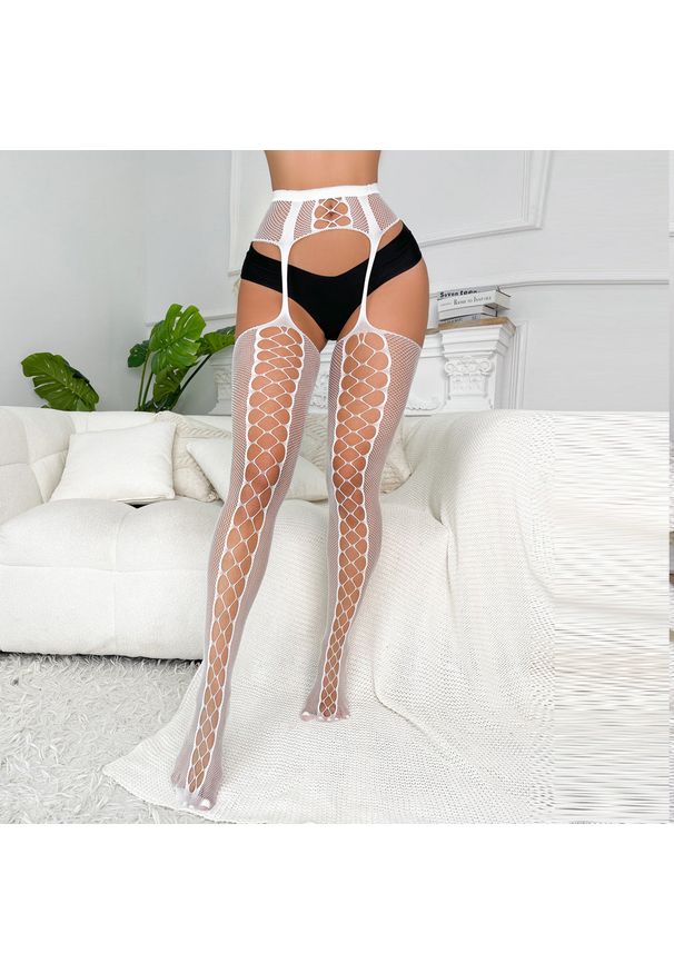 Intica - Pończochy damskie z wzorem na specjalne okazje Dyan. Kolor: biały. Materiał: materiał