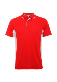 ROLY - Sportowa Koszulka Polo Z Krótkim Rękawem Dla Dorosłych Unisex Montmelo. Typ kołnierza: polo. Kolor: czerwony, biały, wielokolorowy. Długość rękawa: krótki rękaw. Długość: krótkie. Styl: sportowy