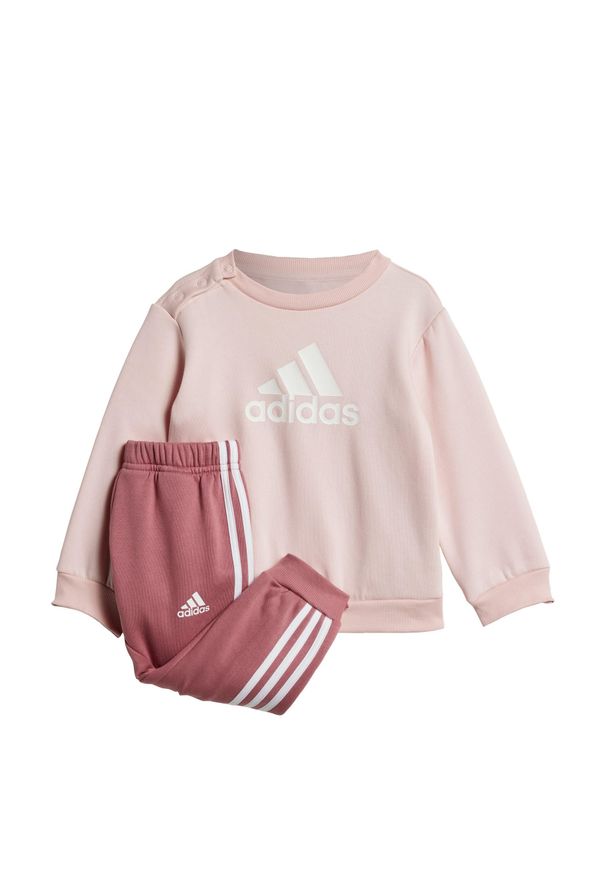 Adidas - Badge of Sport Jogger Set. Okazja: na co dzień. Kolor: wielokolorowy, różowy, biały. Materiał: polar, dresówka. Styl: sportowy