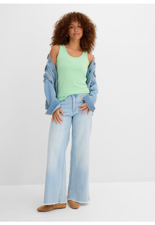 bonprix - Top (2 szt.). Okazja: na co dzień. Kolor: zielony. Materiał: materiał, bawełna. Długość rękawa: na ramiączkach. Styl: casual