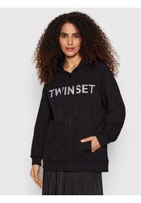 TwinSet - TWINSET Bluza 221TP2160 Czarny Relaxed Fit. Kolor: czarny. Materiał: bawełna #1