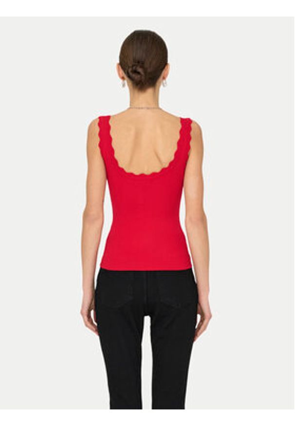 JDY Top Nanna 15290585 Czerwony Slim Fit. Kolor: czerwony. Materiał: wiskoza