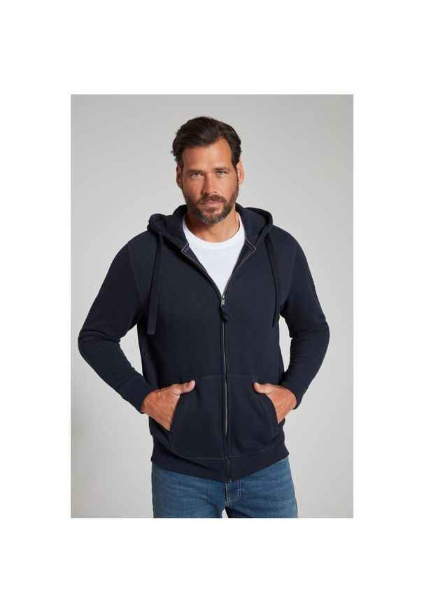 JAY-PI - Męska Rozpinana bluza z kapturem dzianina dresowa do 8XL. Typ kołnierza: kaptur. Kolekcja: plus size. Kolor: niebieski. Materiał: materiał, poliester, bawełna