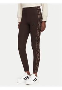 Adidas - adidas Legginsy Seasonal Essentials Animal Print 3-Stripes KV9302 Brązowy Slim Fit. Kolor: brązowy. Materiał: bawełna. Wzór: nadruk #1