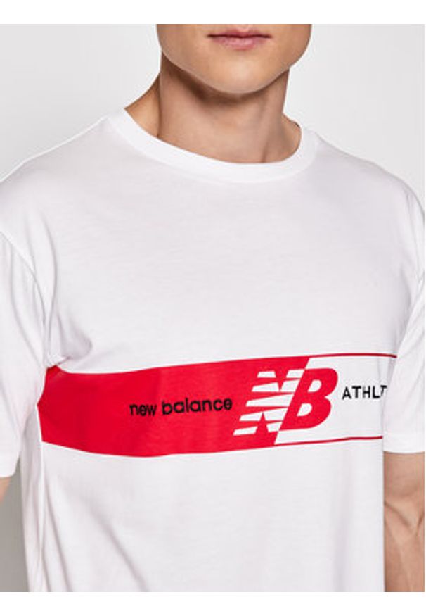 New Balance T-Shirt MT01510 Biały Relaxed Fit. Kolor: biały. Materiał: bawełna