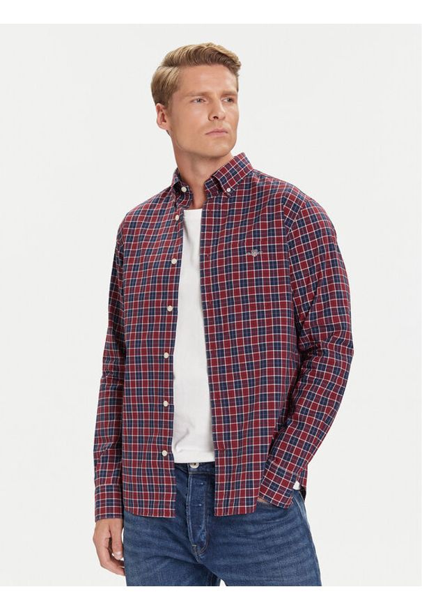 GANT - Gant Koszula 3250213 Bordowy Regular Fit. Kolor: czerwony. Materiał: bawełna