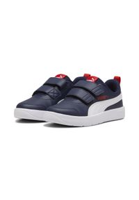 Puma - Dziecięce sneakersy Courtflex V3 PUMA Navy White Red Blue. Kolor: biały, niebieski, czerwony, wielokolorowy. Materiał: syntetyk, materiał