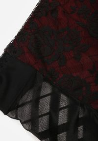 Renee - Czarno-Czerwone Siateczkowe Majtki Figi High Waist z Koronkowymi Zdobieniami Heylih. Stan: podwyższony. Kolekcja: plus size. Kolor: czarny. Materiał: koronka. Wzór: aplikacja #3