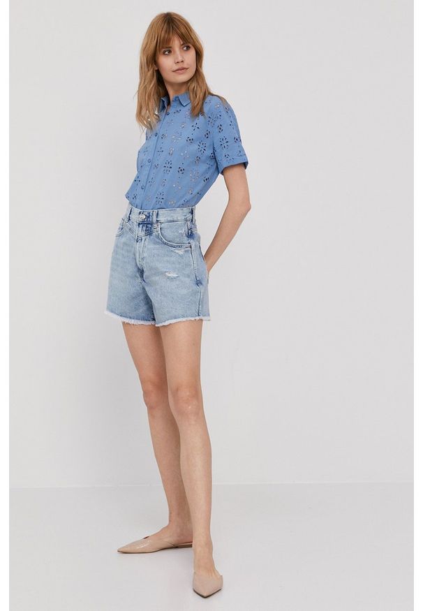 Pepe Jeans - Szorty jeansowe Rachel. Okazja: na co dzień. Stan: podwyższony. Kolor: niebieski. Styl: casual