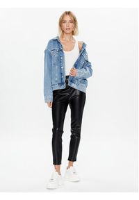 DKNY Spodnie z imitacji skóry P2HKTO61 Czarny Slim Fit. Kolor: czarny. Materiał: skóra