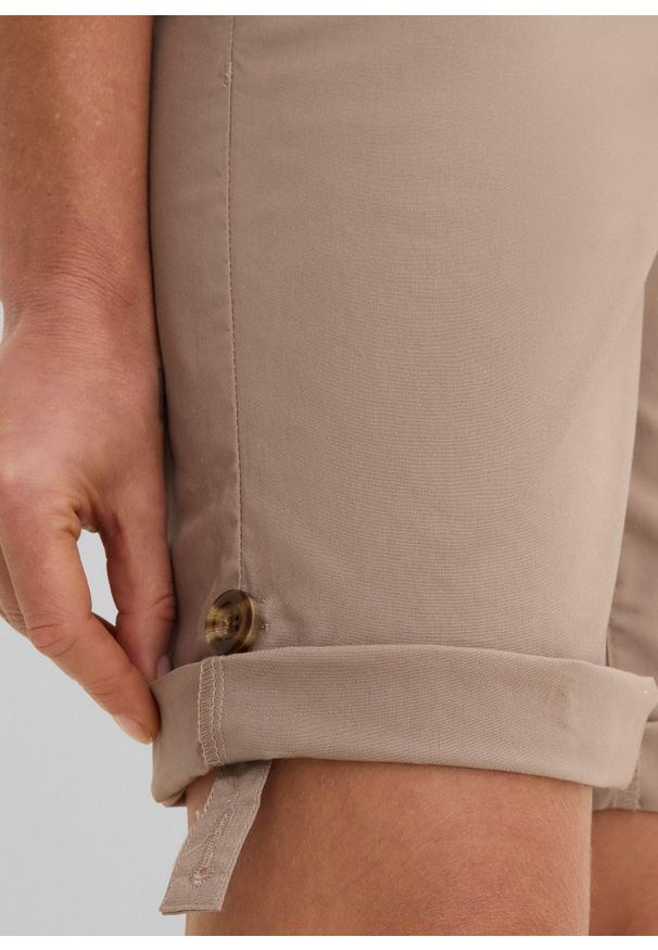 bonprix - Bermudy ze stretchem. Kolor: brązowy