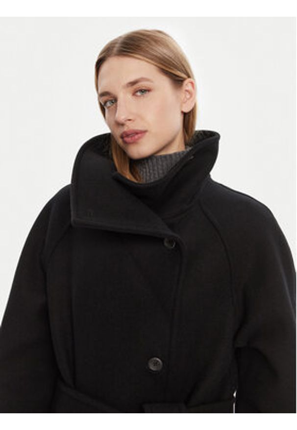 Calvin Klein Płaszcz wełniany LV044D557G Czarny Regular Fit. Kolor: czarny. Materiał: wełna