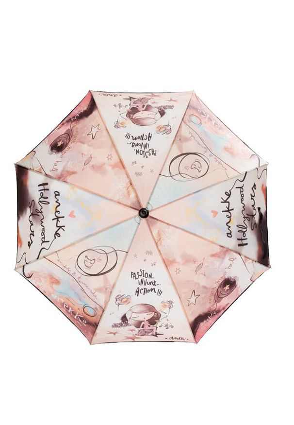 Kolorowy Długi Parasol Damski Anekke. Kolor: żółty. Materiał: materiał. Wzór: kolorowy
