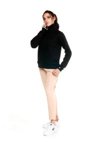 LEONE 1947 APPAREL - Damska bluza z golfem Leone zapinana na zamek błyskawiczny w kolorze szarym. Typ kołnierza: golf. Kolor: czarny. Materiał: tkanina. Sport: golf