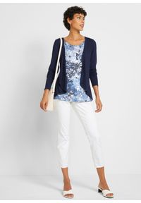 bonprix - Shirt 2 w 1 z nadrukiem. Kolor: niebieski. Wzór: nadruk