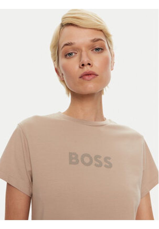 BOSS - Boss T-Shirt 50527303 Beżowy Relaxed Fit. Kolor: beżowy. Materiał: bawełna