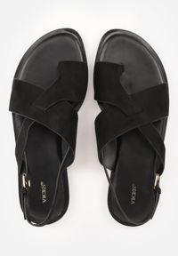 Renee - Czarne Sandały VICES z Paskami w Kształcie X i Paskiem na Duży Palec Prisedice. Zapięcie: pasek. Kolor: czarny. Materiał: zamsz. Wzór: paski. Sezon: lato. Styl: street #4