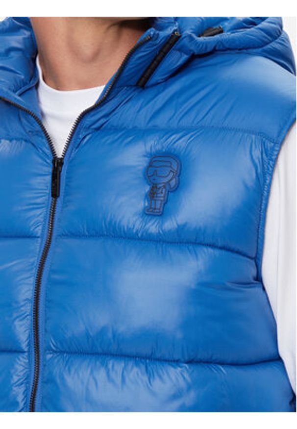 Karl Lagerfeld - KARL LAGERFELD Kamizelka Vest 505091 543590 Niebieski Regular Fit. Typ kołnierza: dekolt w karo. Kolor: niebieski. Materiał: syntetyk