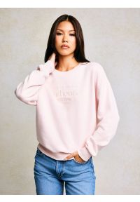 Big-Star - Bluza damska z haftem pudrowy róż Ellsa 600. Okazja: na co dzień. Kolor: różowy. Materiał: dzianina, dresówka, jeans. Wzór: haft. Styl: casual, klasyczny #6