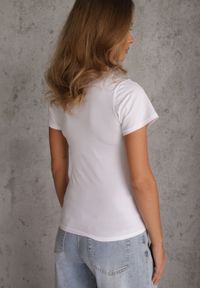 Renee - Biały T-shirt Basic z Bawełny o Klasycznym Prostym Kroju z Zaokrąglonym Dekoltem Setho. Kolor: biały. Materiał: bawełna. Wzór: gładki. Styl: klasyczny #4