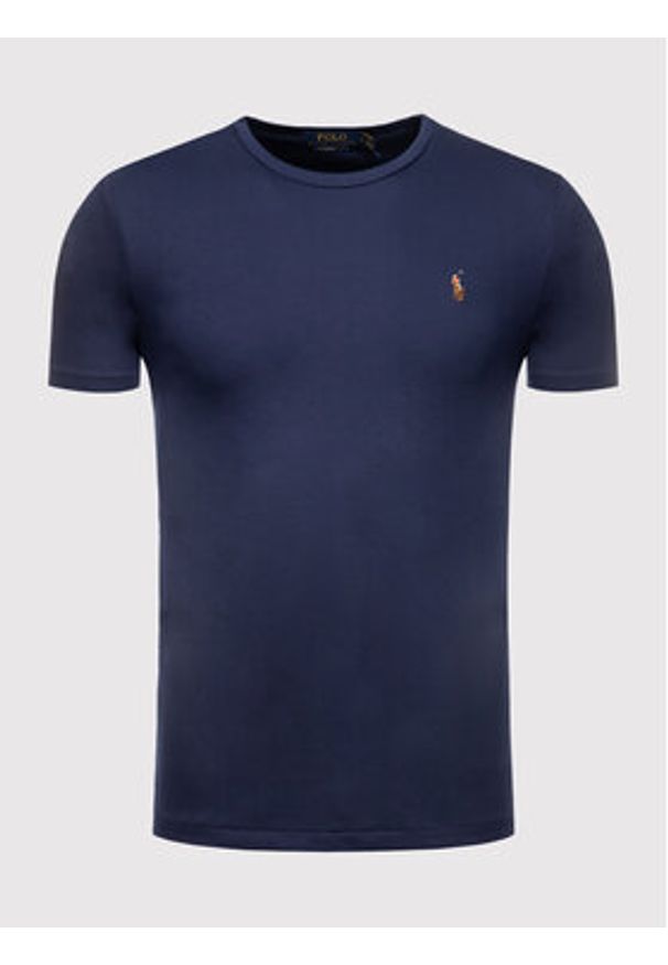 Polo Ralph Lauren T-Shirt 710740727 Granatowy Slim Fit. Typ kołnierza: polo. Kolor: niebieski. Materiał: bawełna