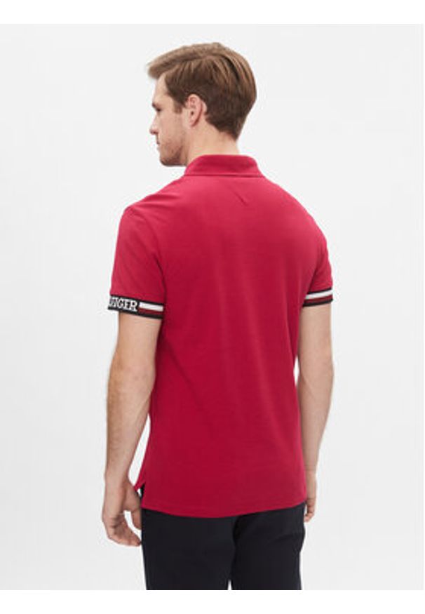 TOMMY HILFIGER - Tommy Hilfiger Polo Monotype Flag MW0MW33585 Czerwony Slim Fit. Typ kołnierza: polo. Kolor: czerwony. Materiał: bawełna
