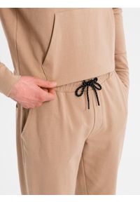Ombre Clothing - Komplet dresowy męski bluza z kapturem + spodnie dresowe - brązowy V3 - Rozmiar: S. Okazja: na co dzień. Typ kołnierza: kaptur. Kolor: brązowy. Materiał: dresówka. Styl: casual #3