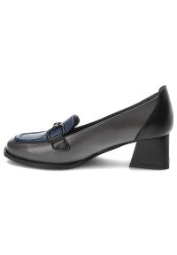 Granatowe Półbuty Armodo Skórzane Eleganckie Buty Na Obcasie. Zapięcie: klamry. Kolor: niebieski. Materiał: skóra. Obcas: na obcasie. Styl: elegancki #6