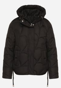 Born2be - Czarna Pikowana Kurtka z Kapturem i Bocznymi Zdobieniami Ollenea. Okazja: na spacer, na co dzień, na spotkanie biznesowe, do pracy. Typ kołnierza: kaptur. Kolor: czarny. Materiał: jeans. Wzór: aplikacja. Styl: casual, biznesowy, elegancki #3