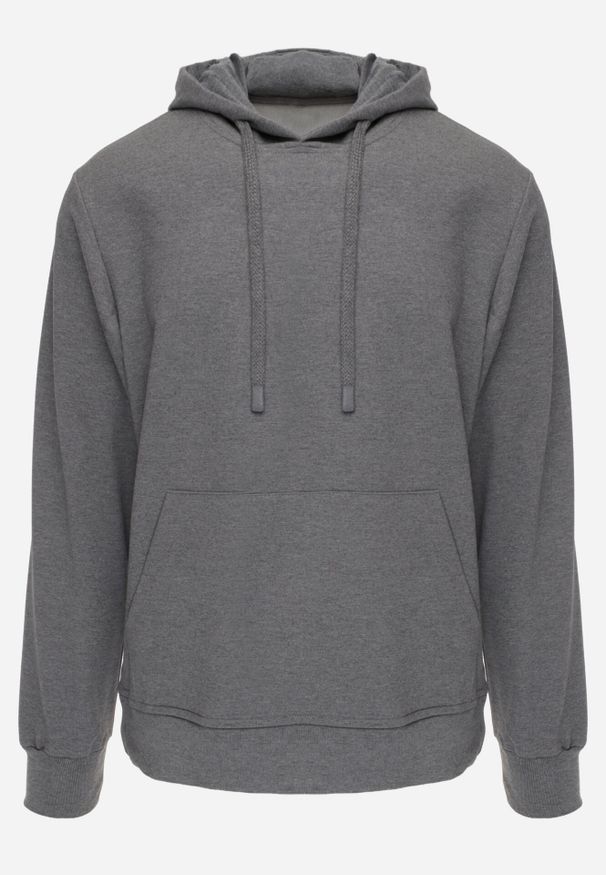 Born2be - Ciemnoszara Bluza z Kapturem i Kieszenią Typu Kangur Aqialei. Okazja: na co dzień. Typ kołnierza: kaptur. Kolor: szary. Materiał: jeans, dresówka. Wzór: gładki. Styl: casual