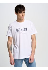 Big-Star - Koszulka męska o klasycznym kroju Bruno 101. Kolor: biały. Materiał: bawełna. Długość rękawa: krótki rękaw. Długość: krótkie. Wzór: napisy, nadruk. Styl: klasyczny
