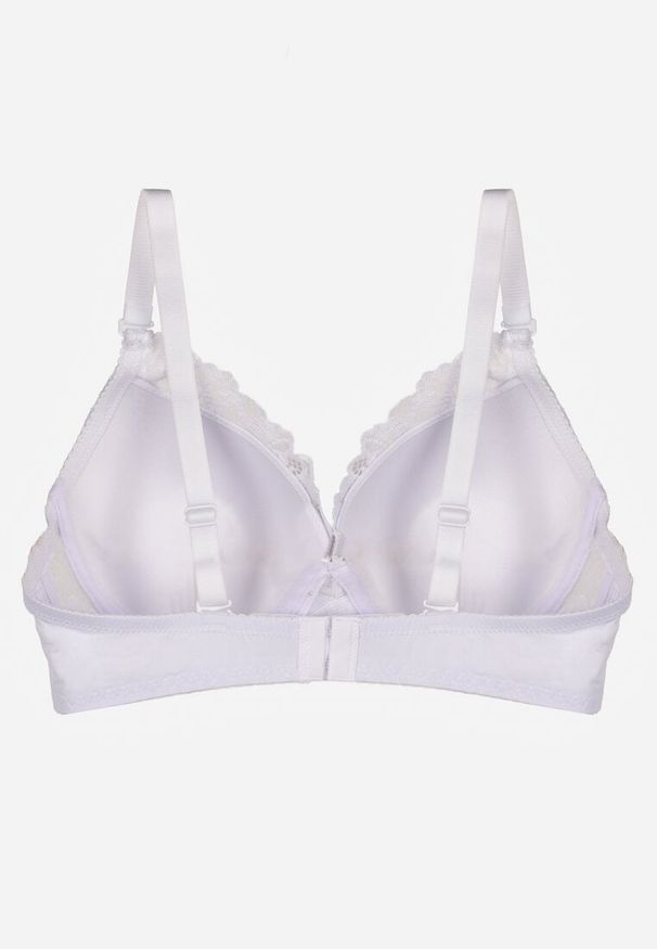 Born2be - Biały Klasyczny Biustonosz Zdobiony Koronką Idarodia. Kolor: biały. Materiał: koronka. Wzór: aplikacja, koronka