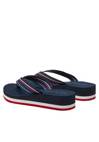 TOMMY HILFIGER - Tommy Hilfiger Japonki Wedge Stripes Beach Sandal FW0FW07858 Granatowy. Kolor: niebieski. Materiał: materiał #3