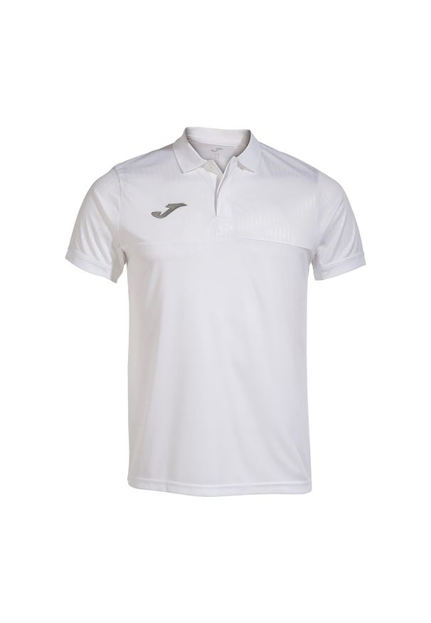 Koszulka polo tenisowa męska Joma Montreal. Typ kołnierza: polo. Kolor: biały. Materiał: mesh, materiał. Sport: tenis
