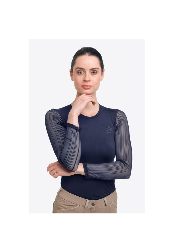 CAVALLIERA - Top jeździecki damska Casual Contessa. Okazja: na co dzień. Kolor: niebieski. Materiał: tkanina, materiał. Długość rękawa: długi rękaw. Styl: casual