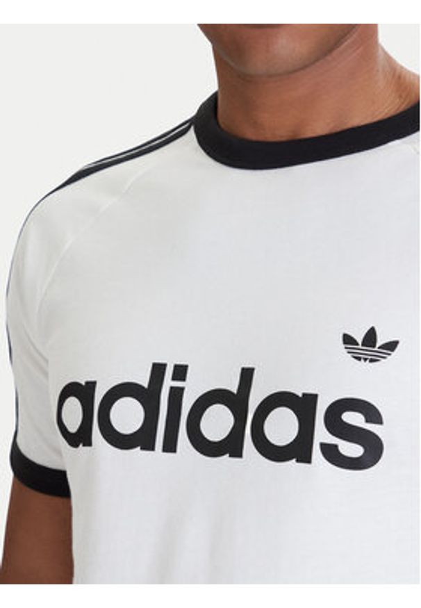 Adidas - adidas T-Shirt 3-Stripes Ringer KF0418 Biały Slim Fit. Kolor: biały. Materiał: bawełna