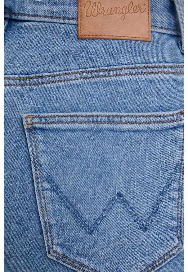 Wrangler jeansy SLIM CALI BLUE damskie high waist. Stan: podwyższony. Kolor: niebieski