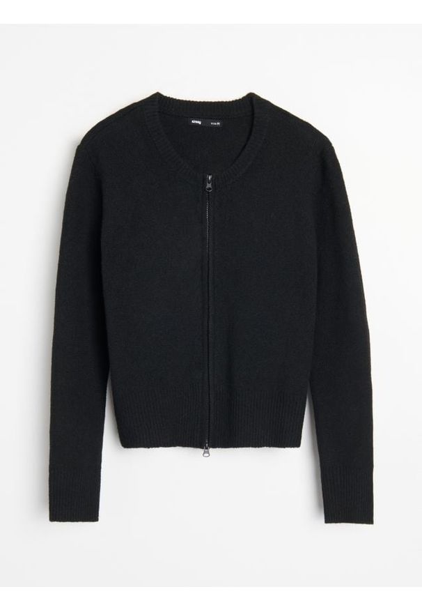 Sinsay - Sweter na zamek - czarny. Kolor: czarny