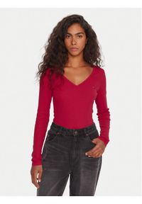 Tommy Jeans Bluzka Essential DW0DW17990 Różowy Slim Fit. Kolor: różowy. Materiał: bawełna